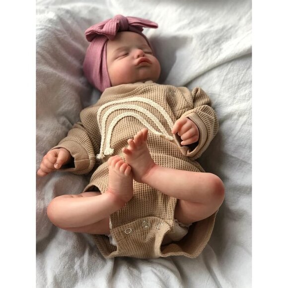 Real Baby Eyelashes Sleeping Lifelike Reborn  Baby Doll Hair Realistic Newborn - Picture 5 of 5